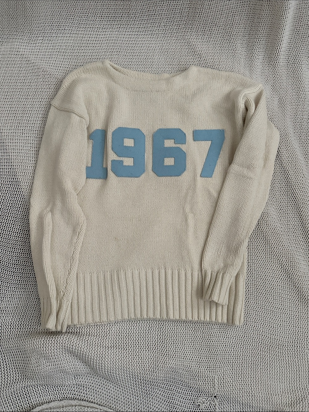 Ralph Lauren Cream Knit Sweater with Light Blue "1967"